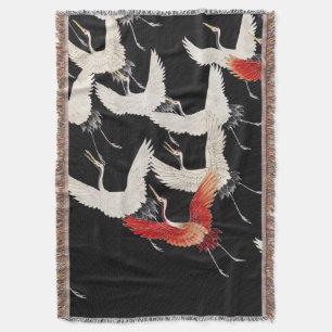 Chinoiserie Flygande Trana Zen Minimalistisk Kimon Filt