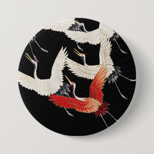 Chinoiserie Flygande Trana Zen Minimalistisk Kimon Knapp