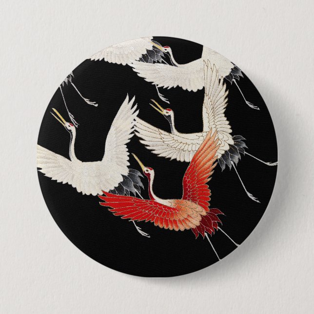 Chinoiserie Flygande Trana Zen Minimalistisk Kimon Knapp (Framsida)
