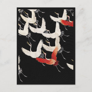 Chinoiserie Flygande Trana Zen Minimalistisk Kimon Vykort