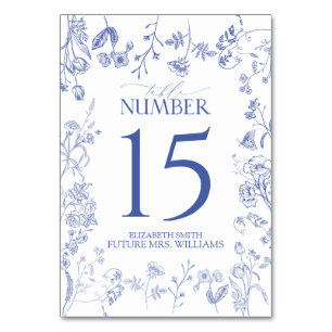 Chinoiserie Fransk Blue Victorian Blommigt Bordsnummer