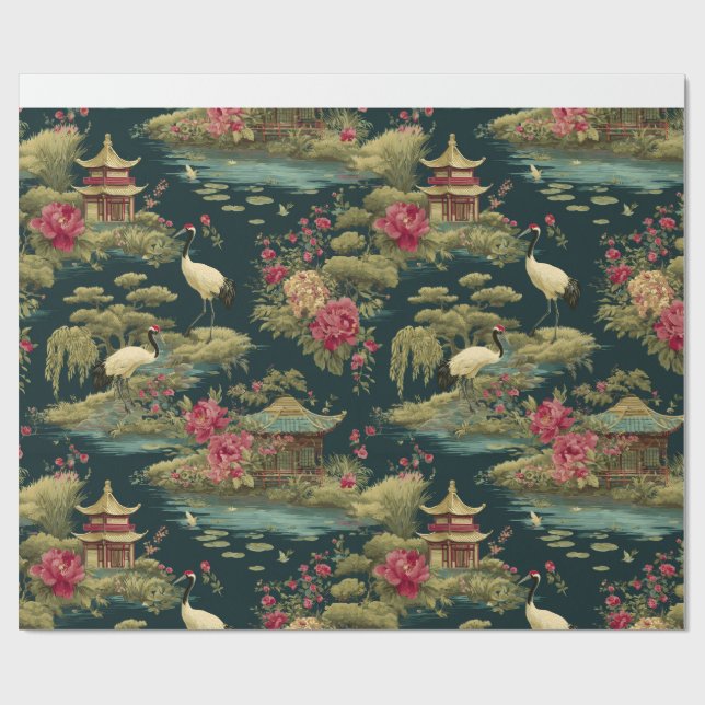 Chinoiserie Garden DecorativeGift Wrapping Paper   Presentpapper (Platt)
