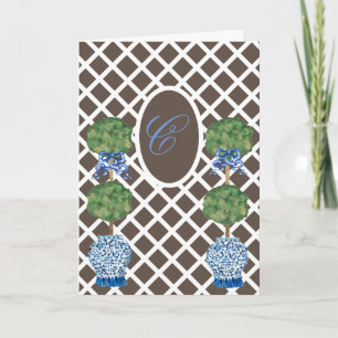Chinoiserie Garden Topiary Ginger Burk Burk Card Kort