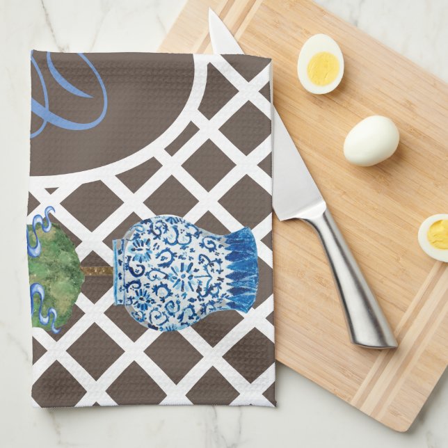 Chinoiserie Garden Topiary Ginger Burk Burk Kökshandduk (Vikt i Fjärdedel)