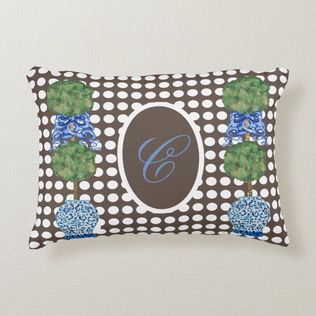 Chinoiserie Garden Topiary Ginger Burk Burk Throw Prydnadskudde (Framsidan)