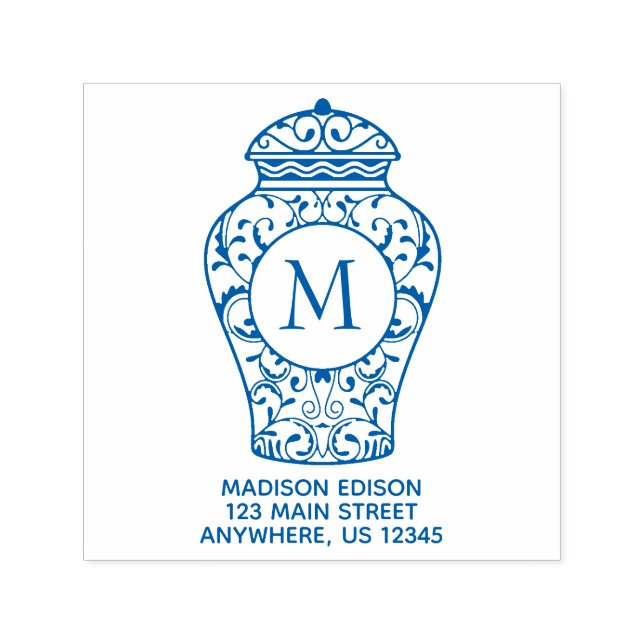 Chinoiserie Ginger Burk Adress Self Inking Frimärk Självfärgande Stämpel (Design)