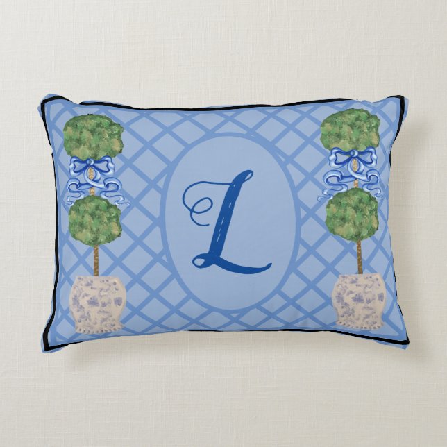 Chinoiserie Ginger Burk Burk Topiary Basket Throw  Prydnadskudde (Framsidan)