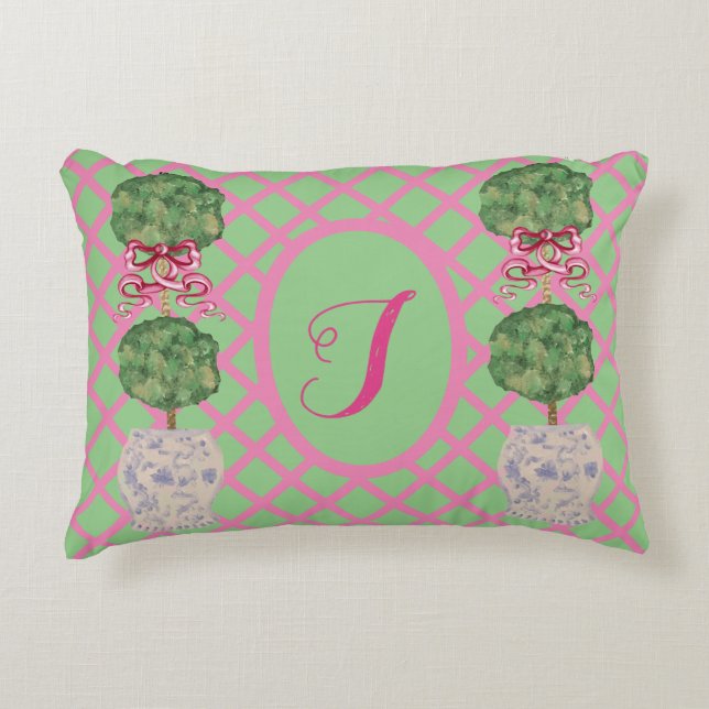 Chinoiserie Ginger Burk Burk Topiary Basket Throw  Prydnadskudde (Framsidan)