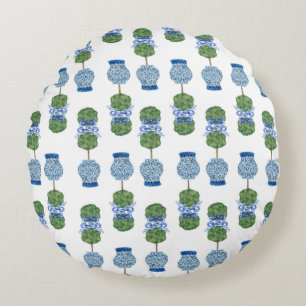 Chinoiserie Ginger Burk Burk Topiary Basket Throw  Rund Kudde