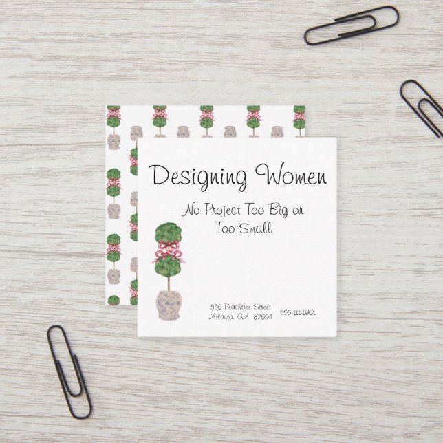 Chinoiserie Ginger Burk Burk Topiary Fyrkantigt Visitkort (Fram/Back In Situ)