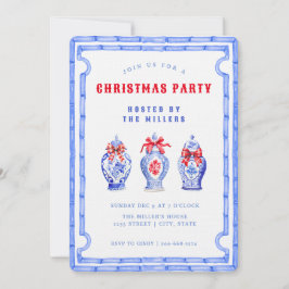 Chinoiserie Ginger Burk CHRISTMAS Party Inbjudningar