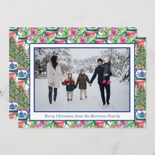 Chinoiserie Ginger Burk Julgran Photo Julkort (Fram/baksida)