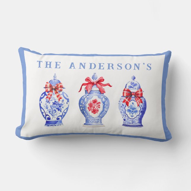 Chinoiserie Ginger Burk med rött strå Lumbarkudde (Framsida)