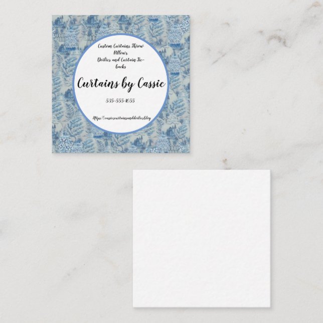 Chinoiserie Ginger Burk Toile Square Affärskort Fyrkantigt Visitkort (Fram/baksida)