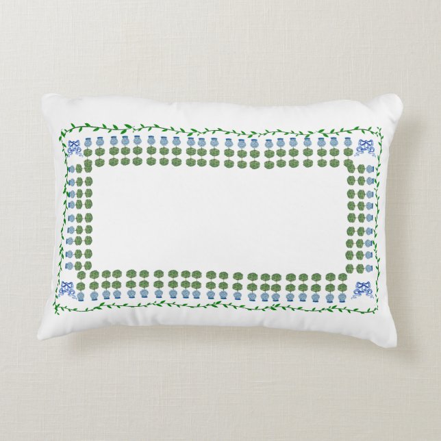 Chinoiserie Ginger Burk Topiary Lumbar Prydnadskudde (Baksidan)