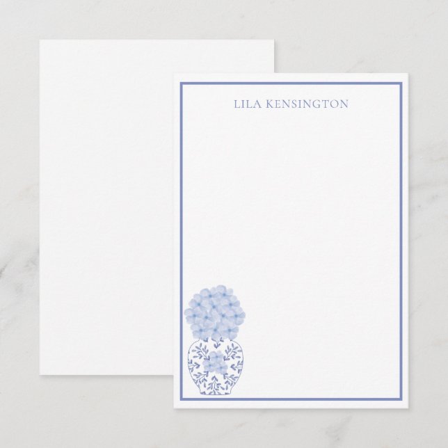 Chinoiserie Ginger Burk Vas & Flowers Note Cards Tack Kort (Fram/baksida)