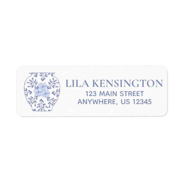 Chinoiserie Ginger Burk Vas Returetiketter Returadress Etikett (Framsidan)
