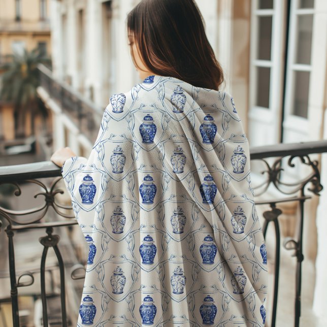 Chinoiserie Ginger Jar Monogram  Fleecefilt (Ginger Jar Fleece Blanket)