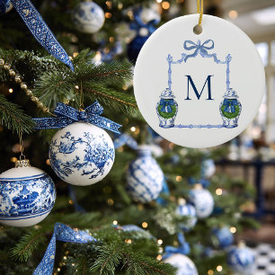 Chinoiserie Ginger Jar Monogrammerad Vapen Jul Julgransprydnad Keramik
