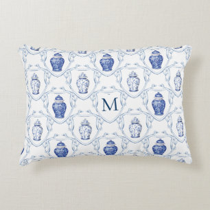 Chinoiserie Gingerkruka med monogramm krön Prydnadskudde