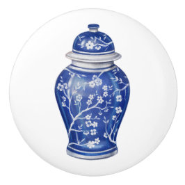 Chinoiserie-gingkärlda blå knopp