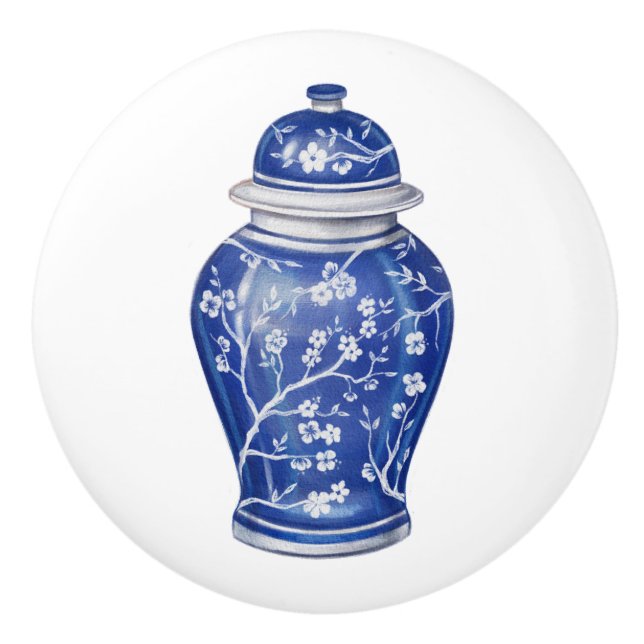 Chinoiserie-gingkärlda blå knopp (Framsidan)