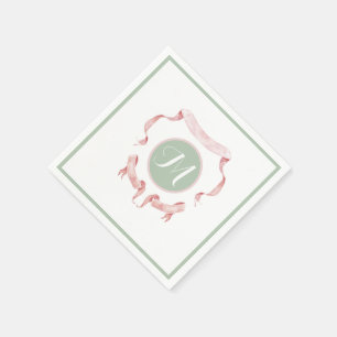 Chinoiserie Grönt Rosett band Logotyp Vapensköld Pappersservett
