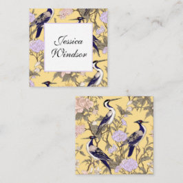 Chinoiserie Gult Blommigt Egret Gift-hölje Anteckningskort