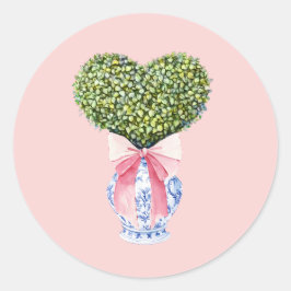 Chinoiserie Heart Topiary Valentine Day Runt Klistermärke