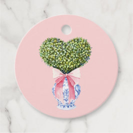 Chinoiserie Heart Topiary Valentines Gåvor Etiketter