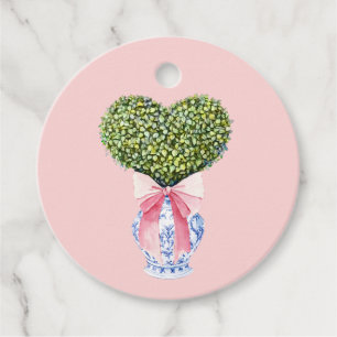Chinoiserie Heart Topiary Valentines Gåvor Etiketter