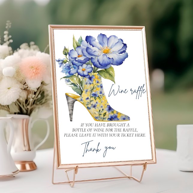 Chinoiserie High-Heel Shoe Vin Raffle-skylt Bordsnummer (Skapare uppladdad)