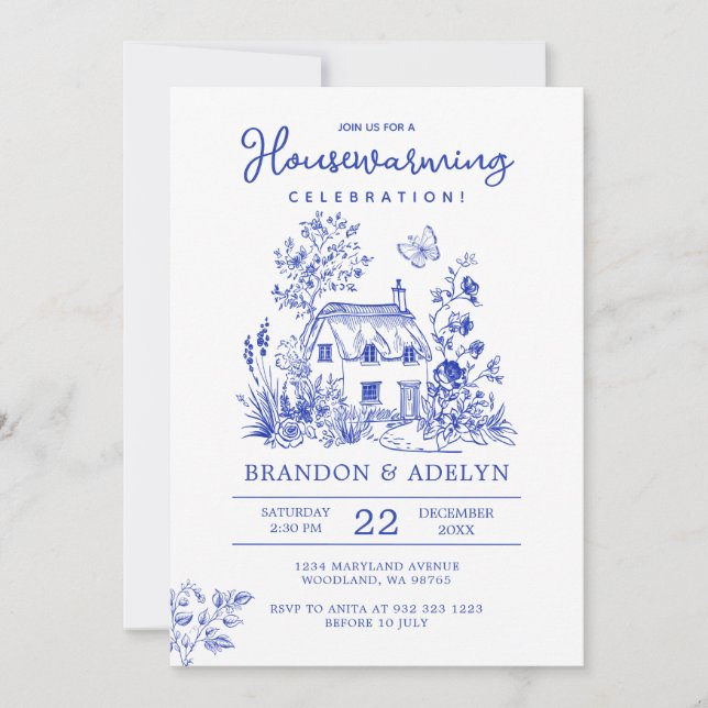 Chinoiserie Housewore Party Home Sweet Home Home Inbjudningar (Framsida)