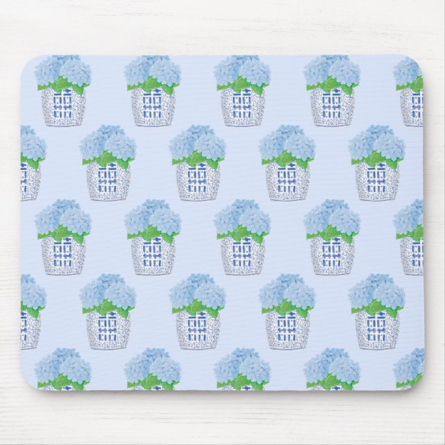 Chinoiserie Hydrangea Mouse Pad Musmatta (Framsidan)