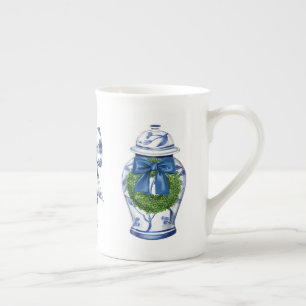 Chinoiserie jul Ginger Burk med Bow Benporslin Mugg