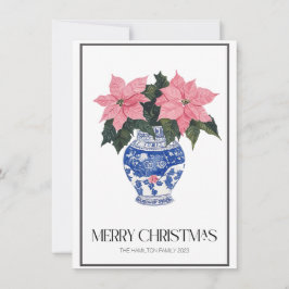 Chinoiserie jul Poinsettia Preppy Photo Julkort