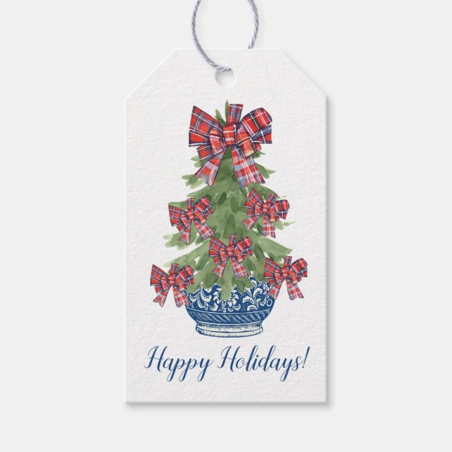 Chinoiserie Julgran, Grandmillenial Anpassningsbar Presentetikett (Framsidan)