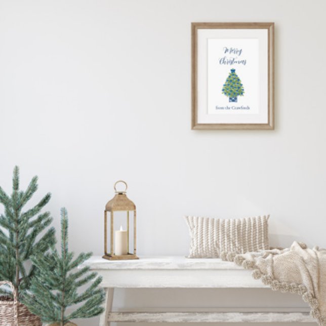 Chinoiserie Julgran i Blått och Vitt Poster (Chinoiserie Christmas Tree Poster)