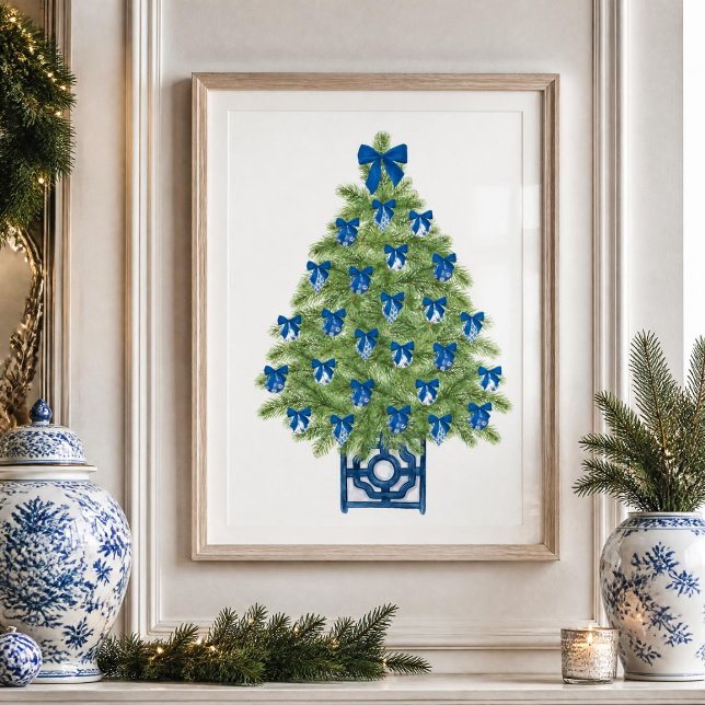 Chinoiserie Julgran Konsttryck Poster (Chinoiserie Christmas Tree Art Print)