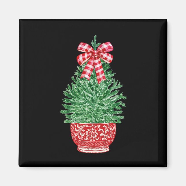 Chinoiserie Julgran Red White Ginger Burk Ha Magnet (Framsidan)