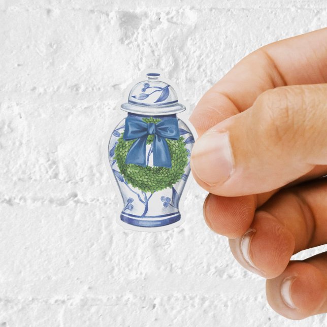 Chinoiserie julkruka vinyldekal klistermärken (Ginger Jar Christmas Sticker)