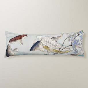 Chinoiserie Karpfiskar och lila Wisteria tryck Kroppskudde