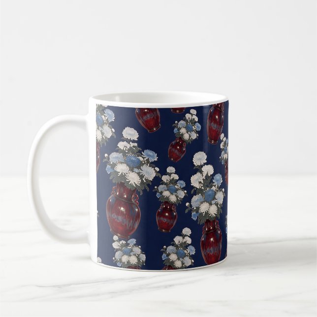 Chinoiserie Krysantemum Vaser Marinblå Kaffemugg (Vänster)