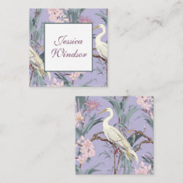 Chinoiserie Lavender Blommigt Egret Gift-hölje Anteckningskort