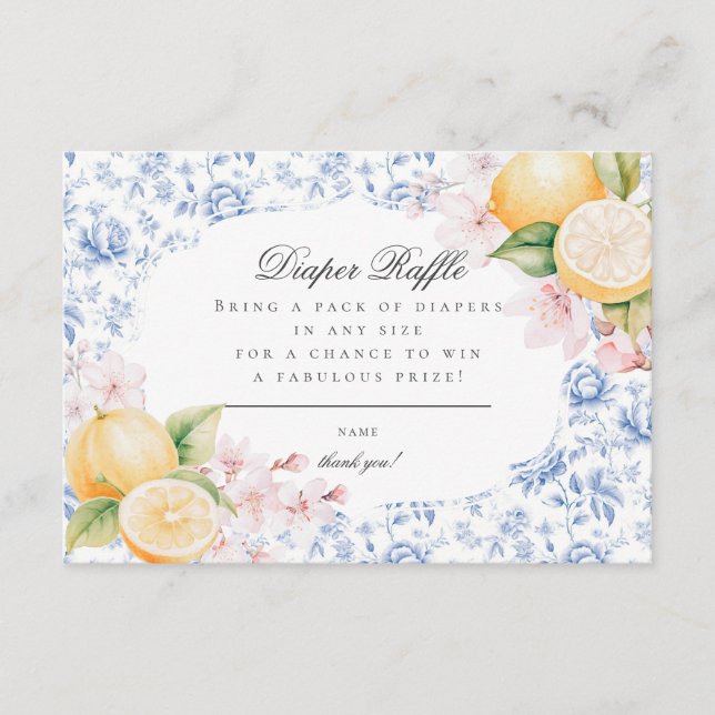Chinoiserie Lemon Tea Baby Shower Raffle Tilläggskort (Framsida)