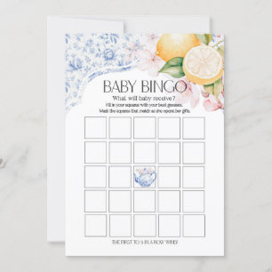 Chinoiserie Lemon Tea Party Baby Bingo Shower Game Inbjudningar