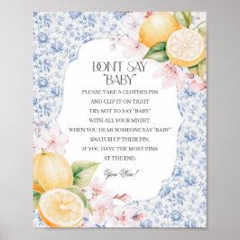 Chinoiserie Lemon Tea säger inte att babyskor spel Poster
