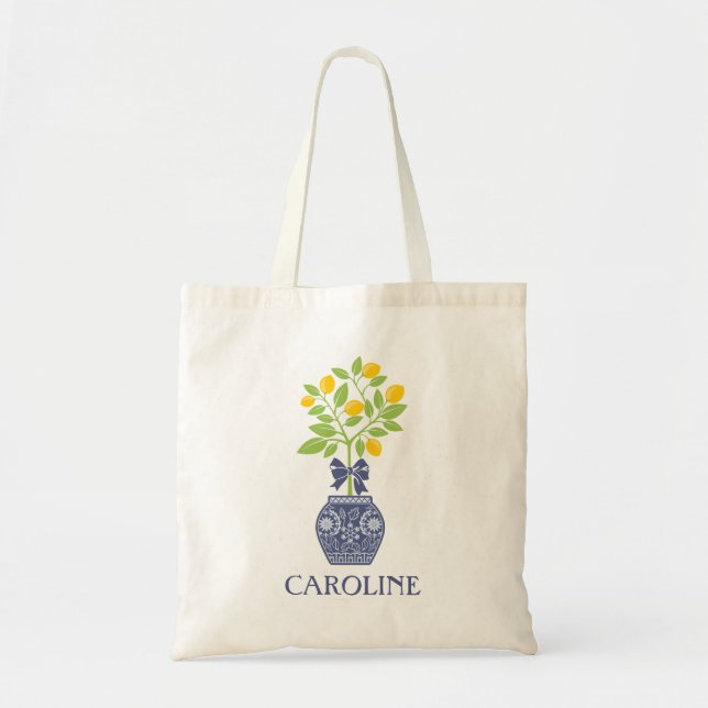 Chinoiserie Lemon Träd Personlig Tote Bag Tygkasse (Framsidan)