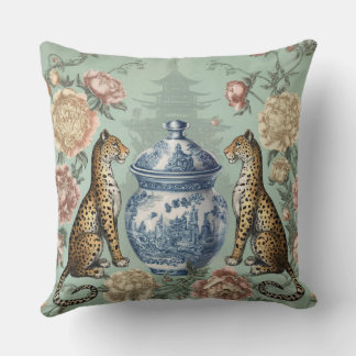 Chinoiserie Leopard Ginger Jar Konst Kudde