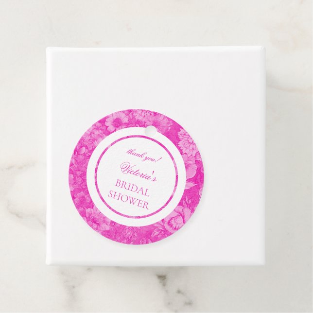 Chinoiserie Ljusrosa Blommig Bröllopsfest Tack Gåvor Etiketter (På plats)